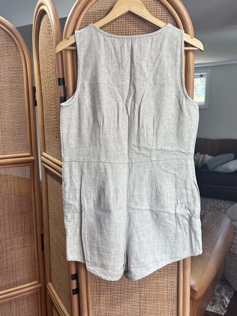 Madewell Beige Linen-Blend Sleeveless Romper - Picture 2 of 6